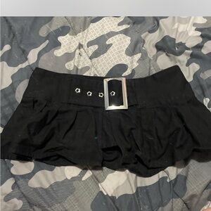 Black Belted Mini Skirt